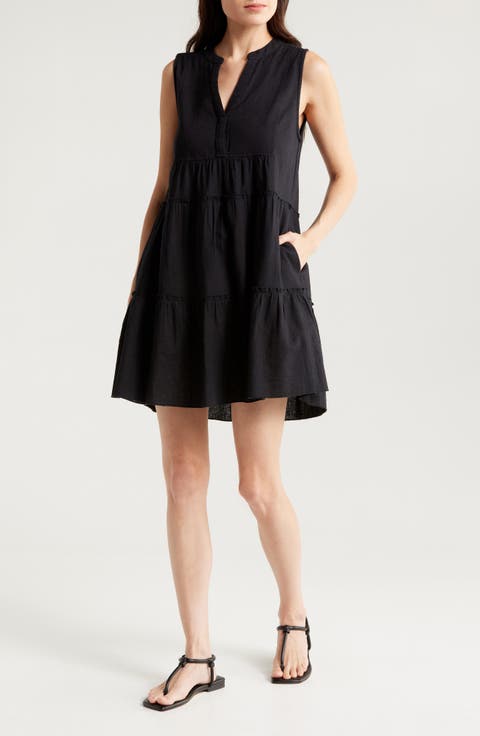 Tiered Cotton Blend Cover-Up Dress