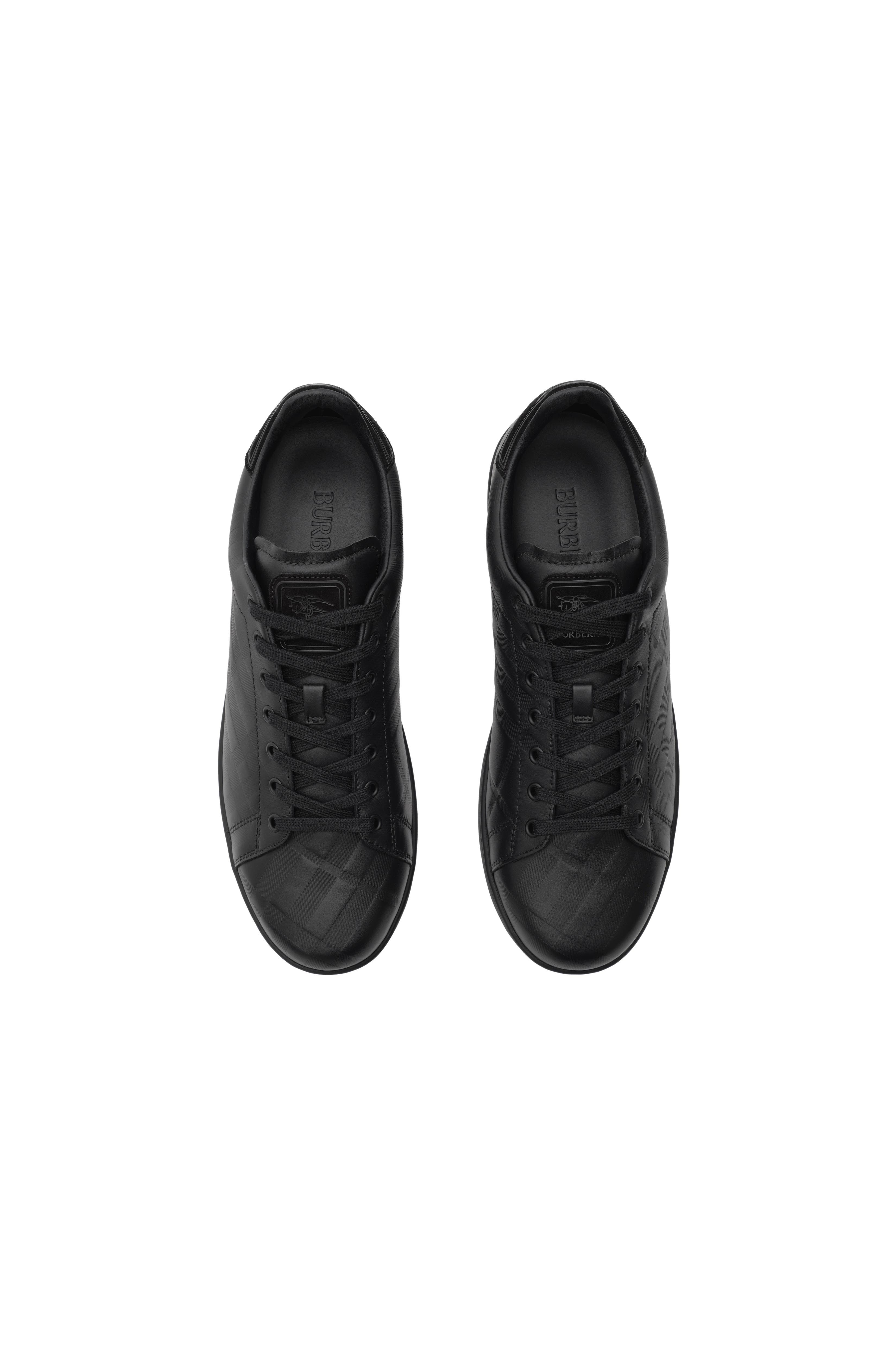 Burberry Embossed Check Leather Set Sneakers, Alternate, color, Black