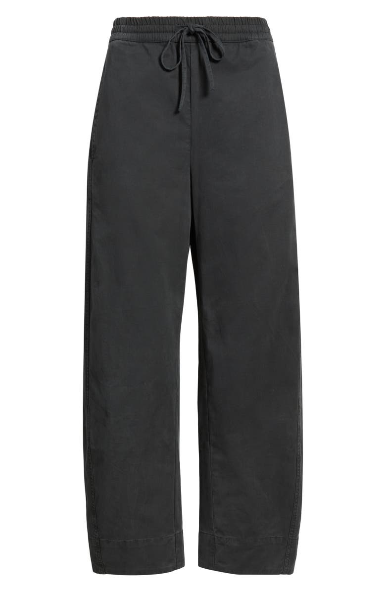 Treasure & Bond Pull-On Crop Barrel Leg Cotton Pants, Alternate, color, Black Jet