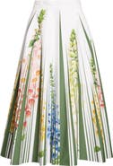 Oscar de la Renta Foxgloves Cotton Poplin Skirt