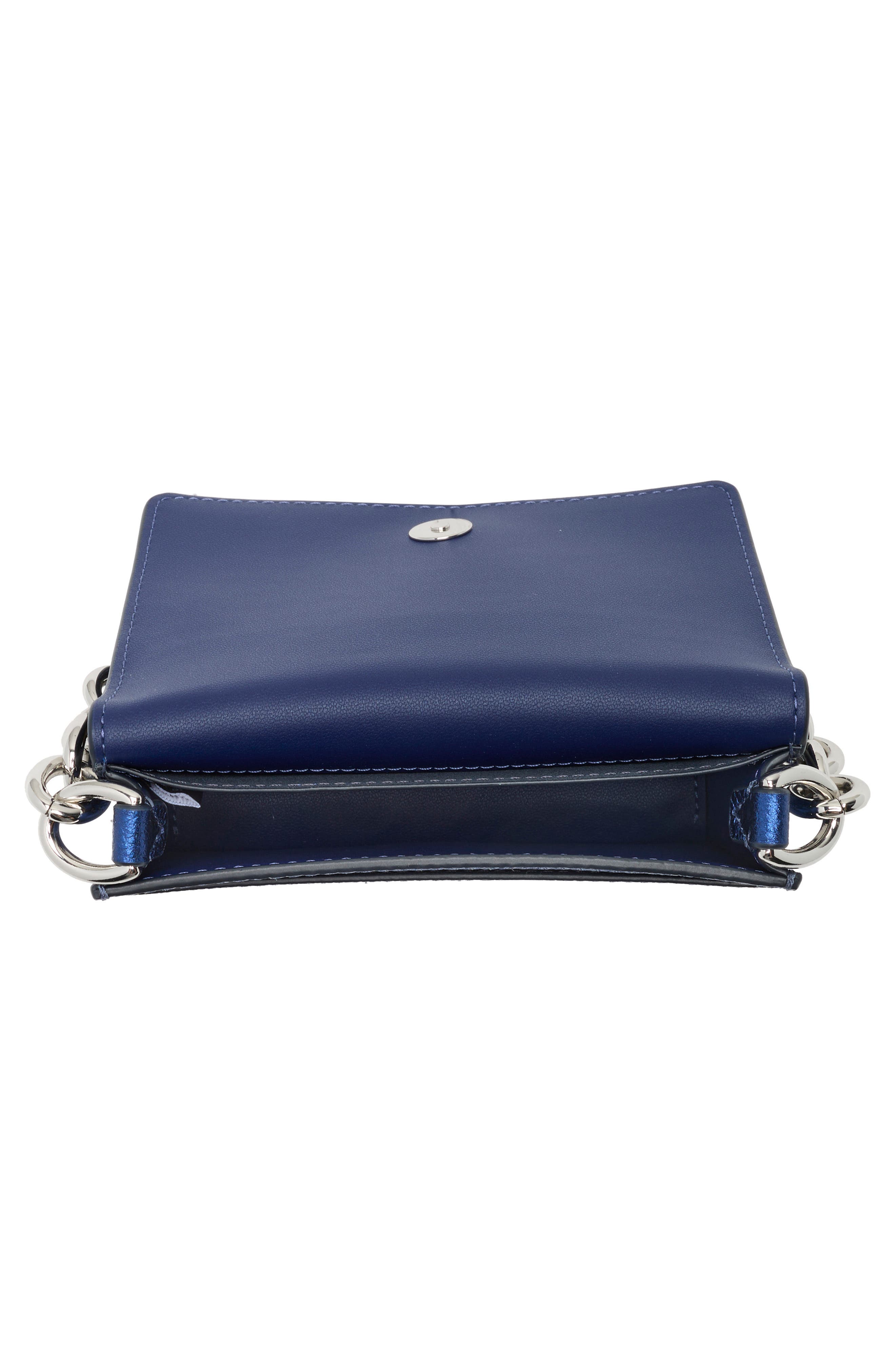 natasha metallic pebbled leather crossbody bag, Alternate, color, NAVY