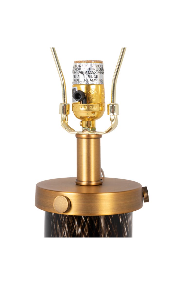 Tortoiseshell Glass Table Lamp with Linen Shade, Alternate, color, Multicolor
