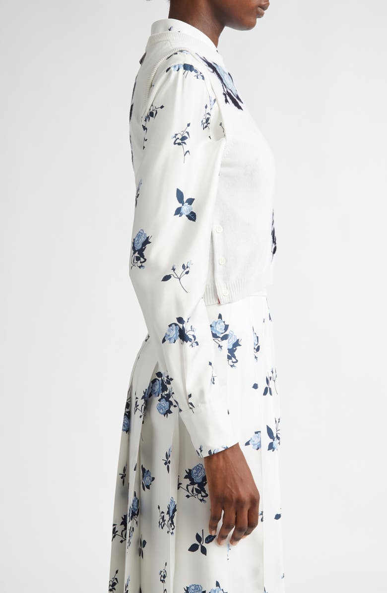 Thom Browne Blue Rose Crop Sweater Vest, Alternate, color,