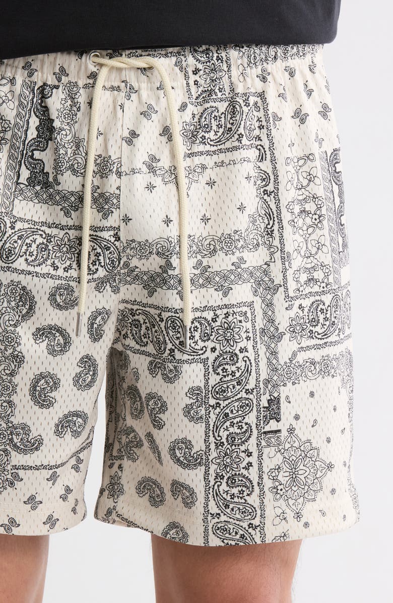 PacSun Aaron Print Mesh Shorts, Alternate, color, Cream Paisley