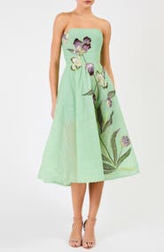 HELSI Lyla Beaded Strapless Fit & Flare Midi Dress