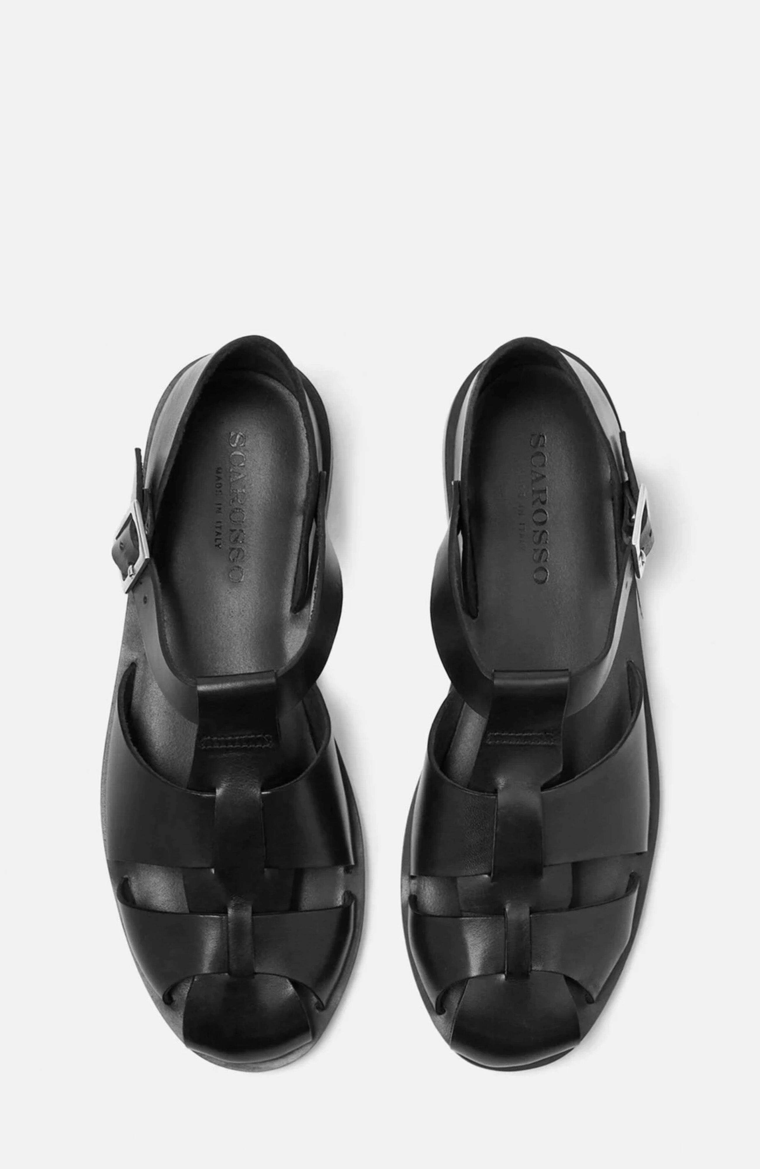 SCAROSSO Apollo Sandals, Alternate, color, Black - Calf