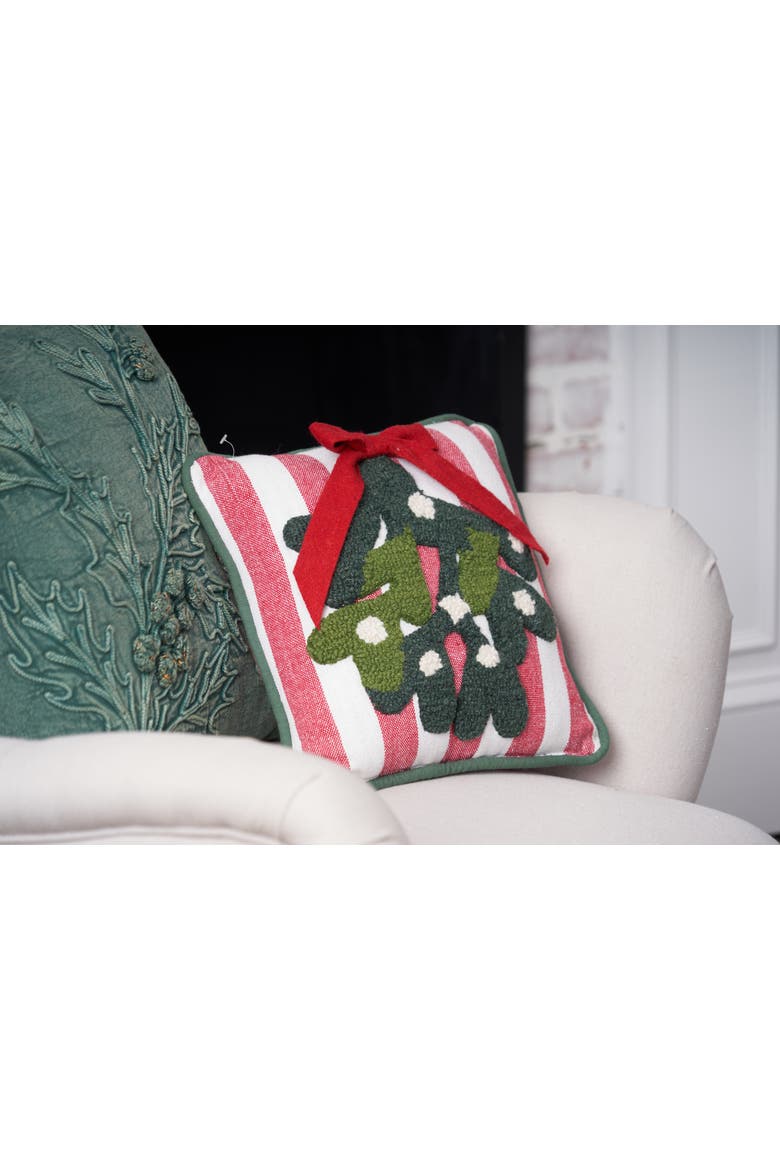 Green Botanical Foliage with Cones Christmas Throw Pillow 18" x 18", Alternate, color, Green