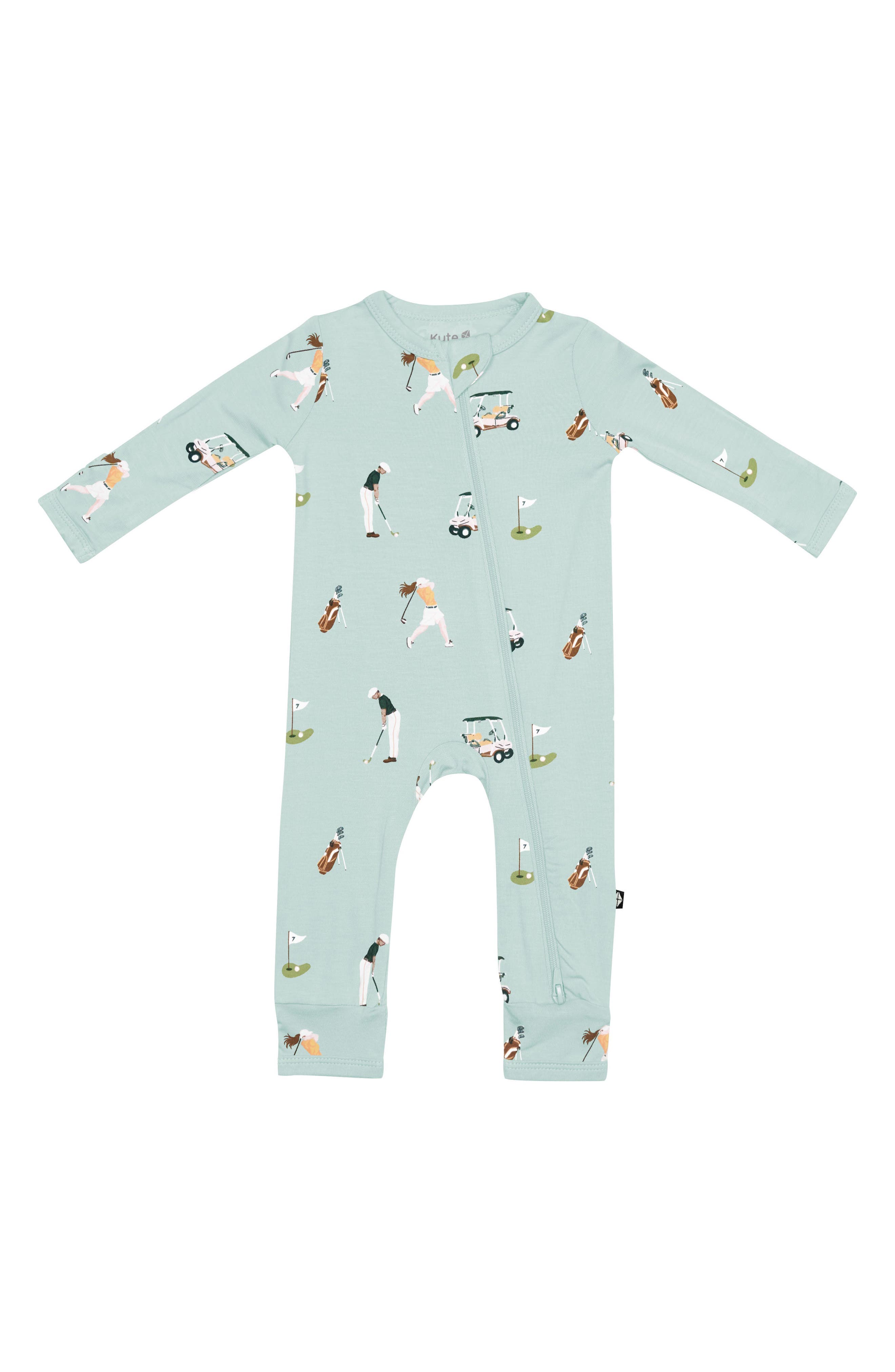 Kyte Baby Golf Zip-up Romper In Green