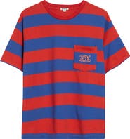 Bode Clubhouse Logo Embroidered Stripe Pocket T-Shirt