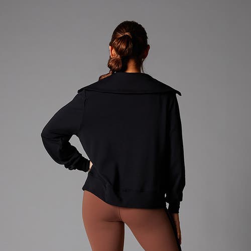 Tavi Cozy Collared Sweatshirt In Black