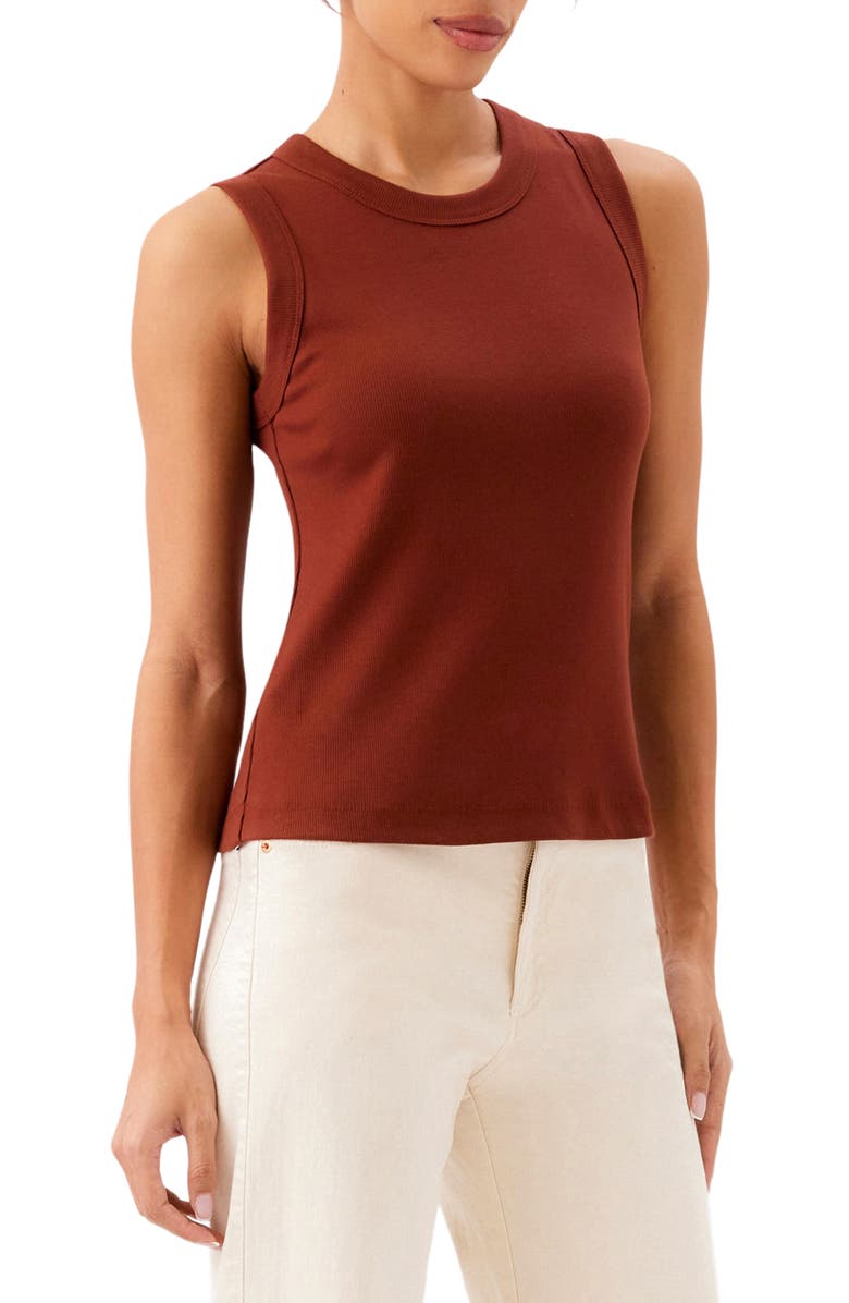 Karen Kane Crewneck Rib Tank, Alternate, color, Chocolate