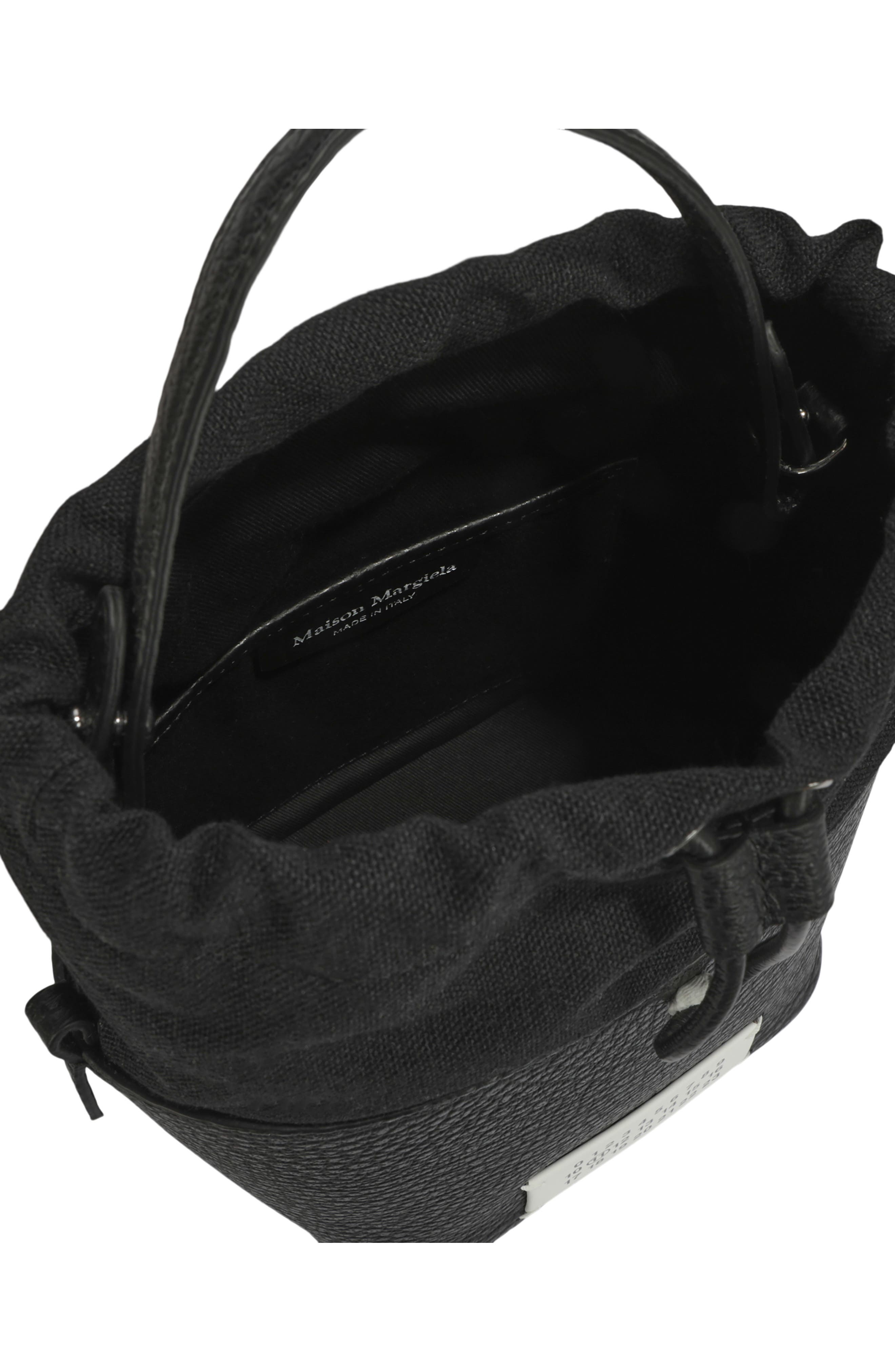 Maison Margiela Micro 5AC Leather Bucket Bag, Alternate, color, Black