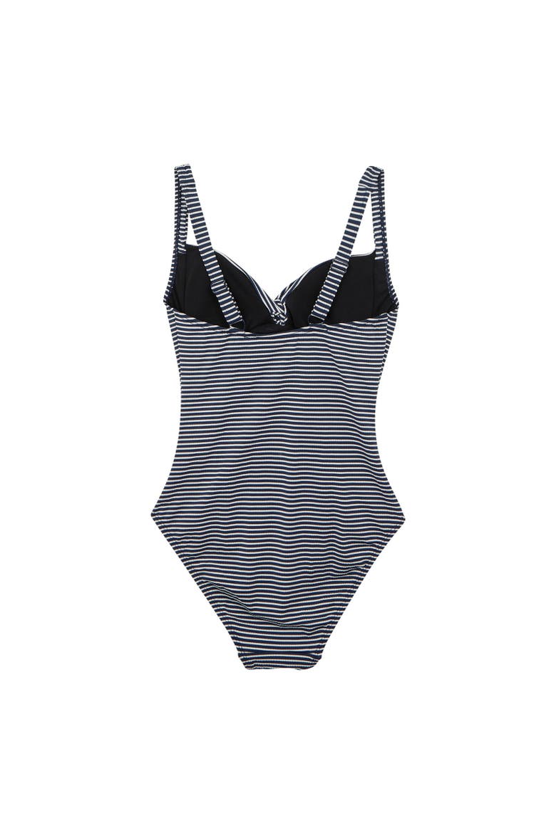 Sakari Seeksucker Tummy Control One Piece Bathing Suit, Alternate, color, Navy and White
