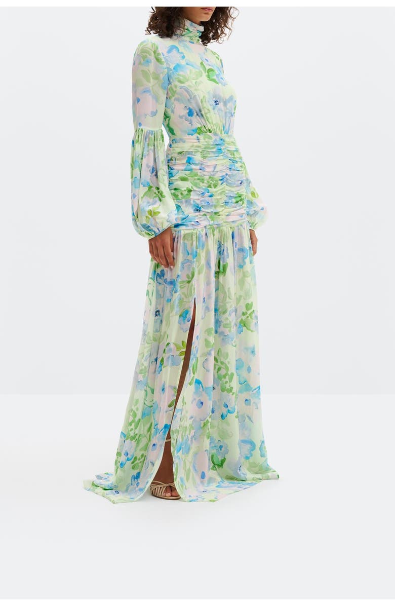 Malina Thalia Draped Waist Maxi Dress, Alternate, color, Pastel Floral Pistachio