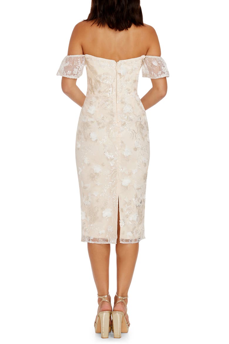 Tara Beaded Floral Cocktail Dress, Alternate, color, WHITE/ IVORY MULTI