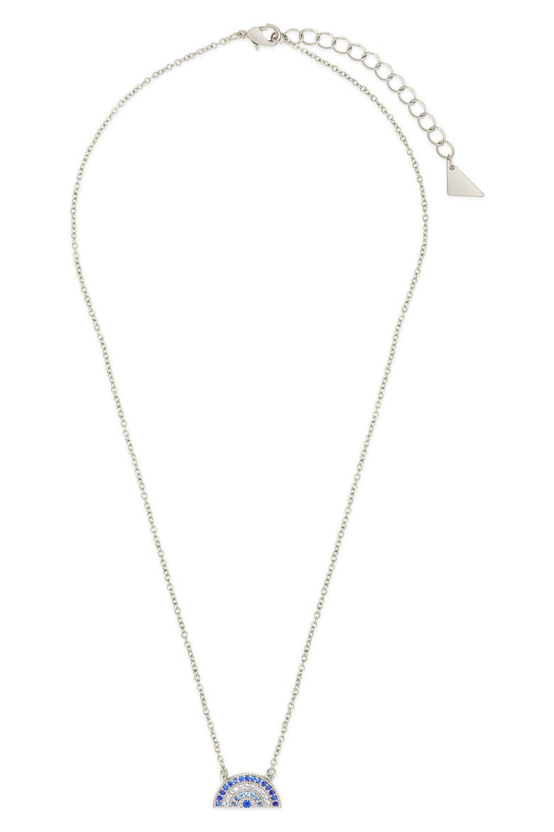 Shades of Rainbow Cubic Zirconia Pendant Necklace, Alternate, color, SILVER/ BLUE