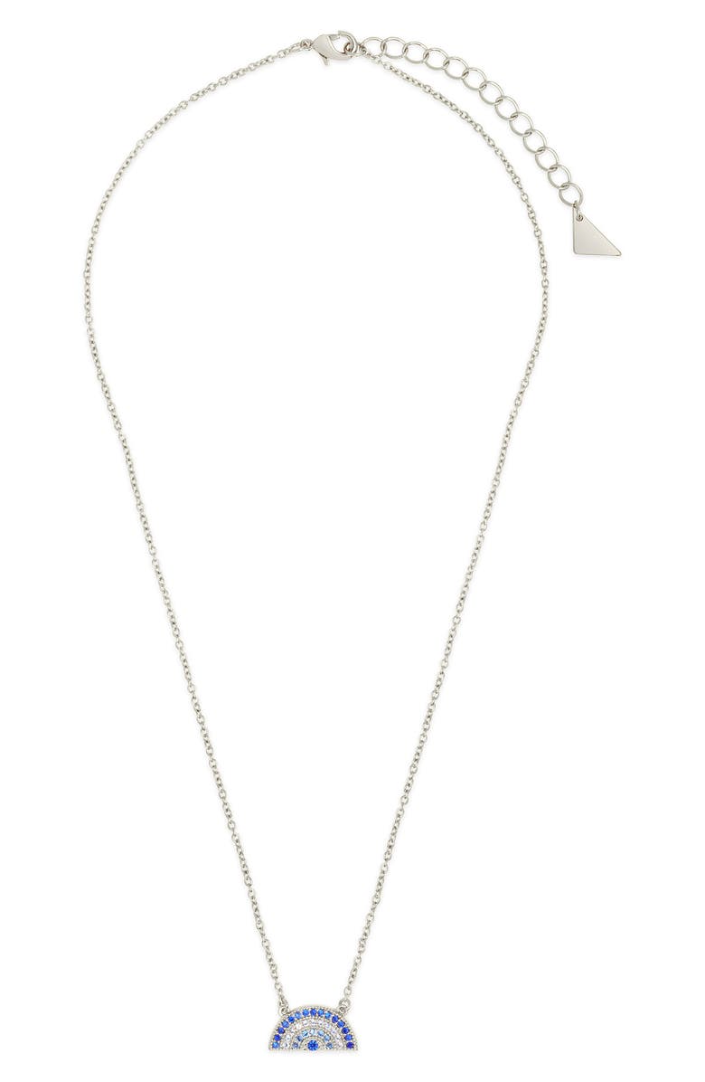 Sterling Forever Shades of Rainbow Cubic Zirconia Pendant Necklace, Alternate, color, Silver/ Blue