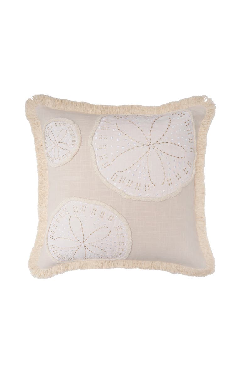 Gold Coast Sand Dollars Throw Pillow, 18" x 18", Main, color, Off-White
