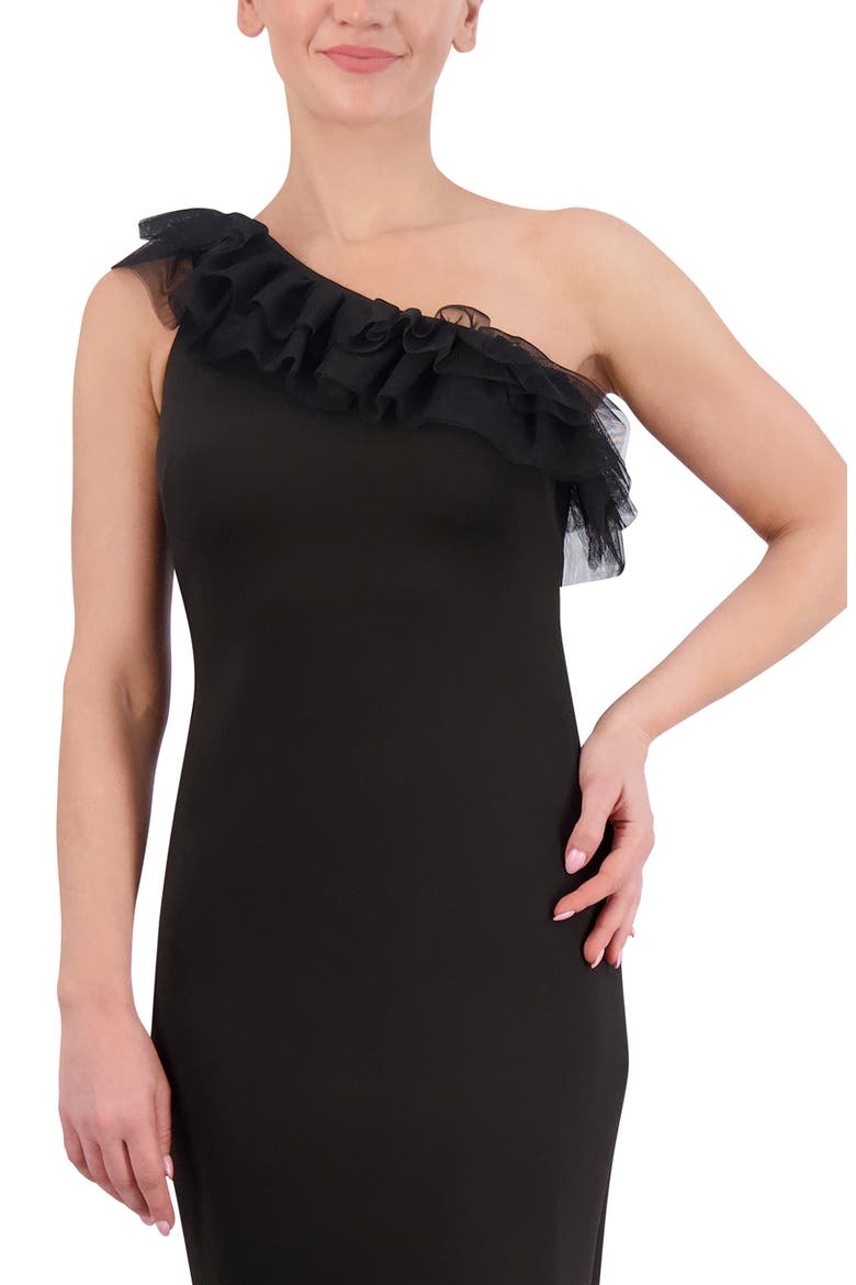 Ruffle One-Shoulder Sheath Dress, Alternate, color, BLACK