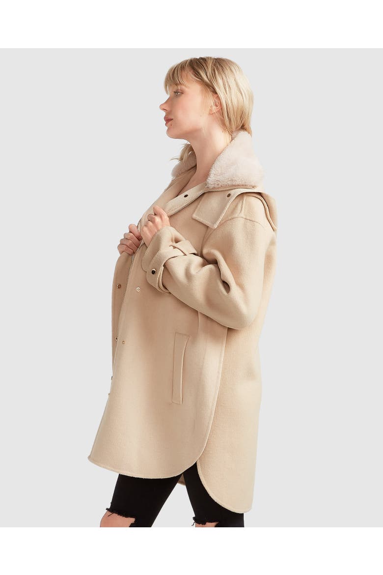 Heavy Hearted Detachable Hooded Coat, Alternate, color, Pale Oat
