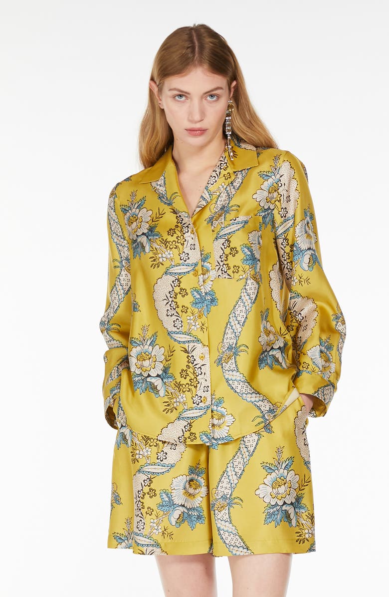 Weekend Max Mara Oncia Floral Silk Button-Up Shirt, Alternate, color,