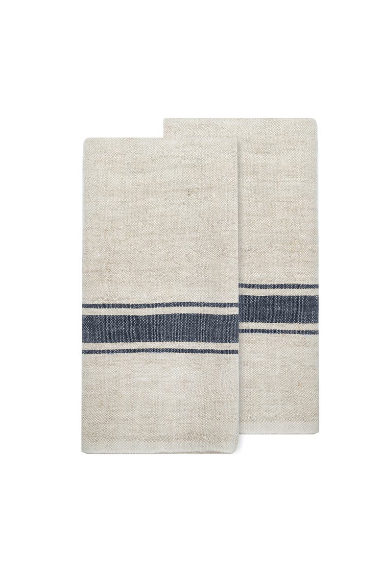 Marseille Tea Towels - Set of 2, Main, color, Blue, Natural 20" x 30"