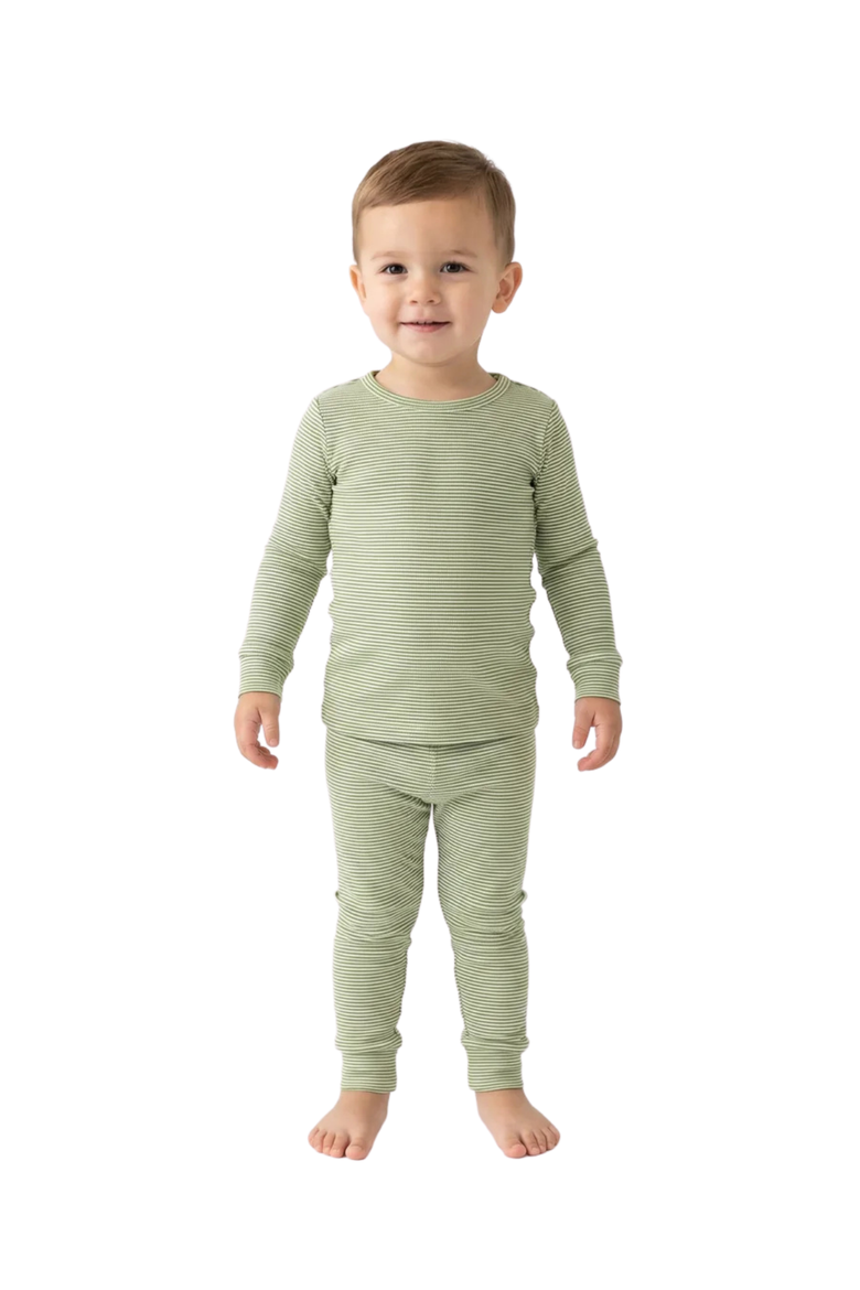 Long Sleeve and Pajama Set, Alternate, color, Evergreen Stripe