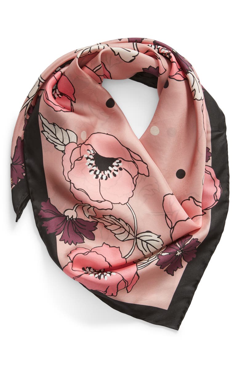 Kate Spade New York dreamy floral silk square scarf, Alternate, color, 
