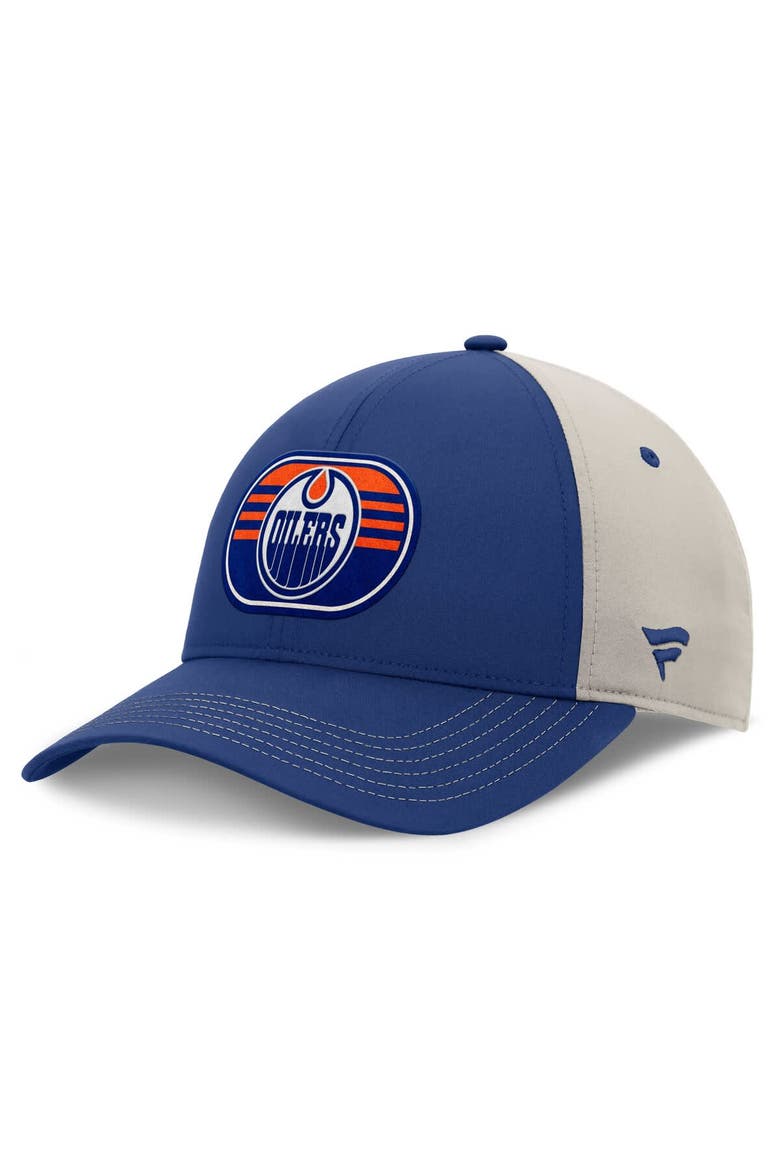 Men's  Fanatics  Royal/Gray Edmonton Oilers 2025 Stanley Cup Playoffs Locker Room Trucker Adjustable Hat, Main, color, Royal