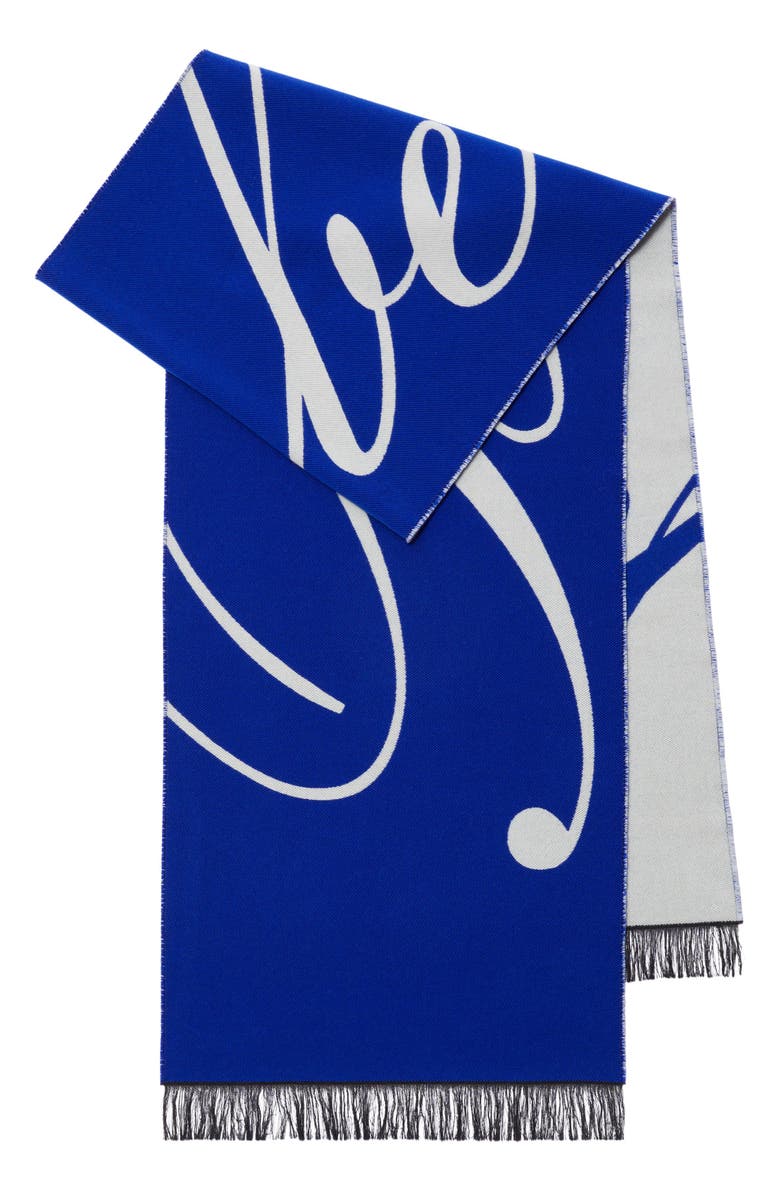 Burberry Logo Jacquard Wool & Silk Scarf, Main, color,