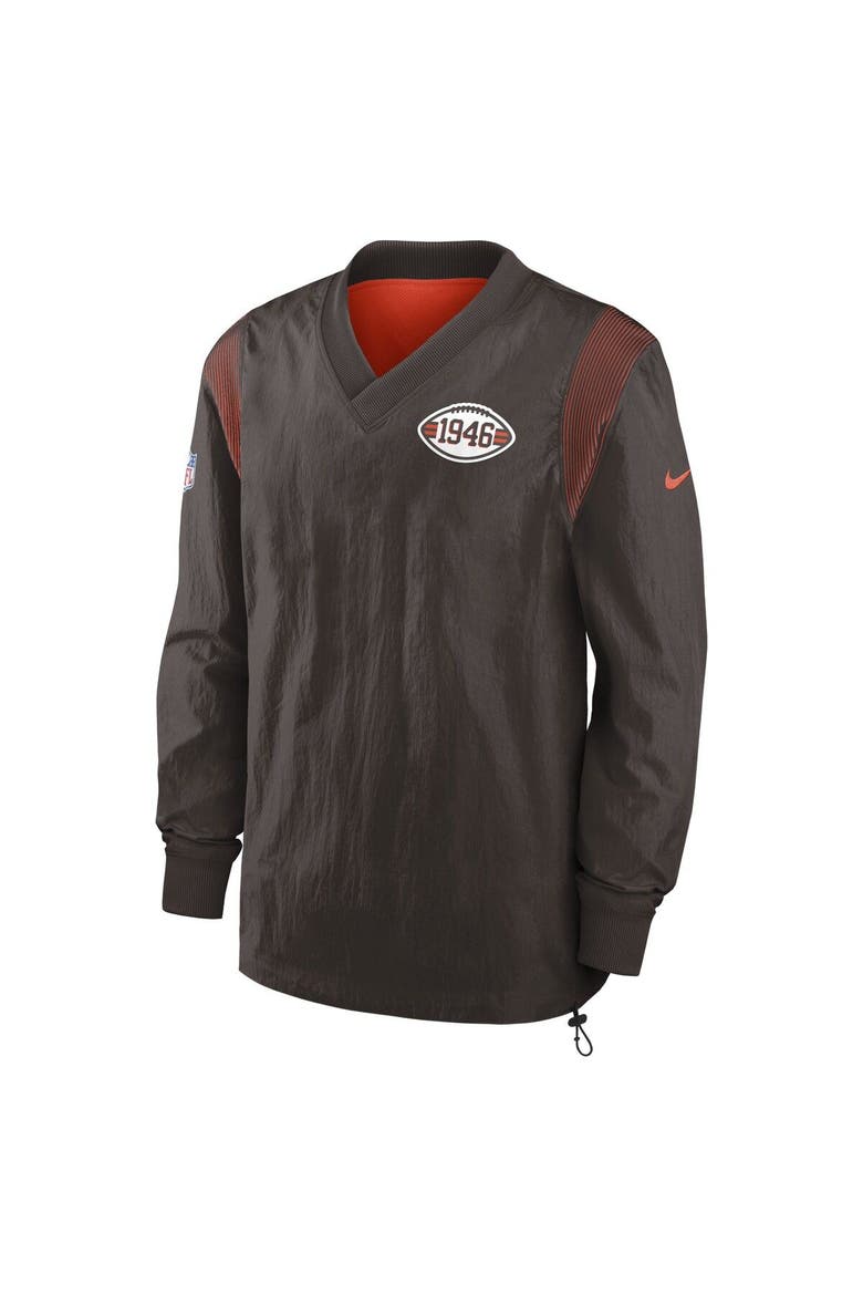 Men's Nike Brown Cleveland Browns Sideline Team ID Reversible Pullover Windshirt, Alternate, color, Brown