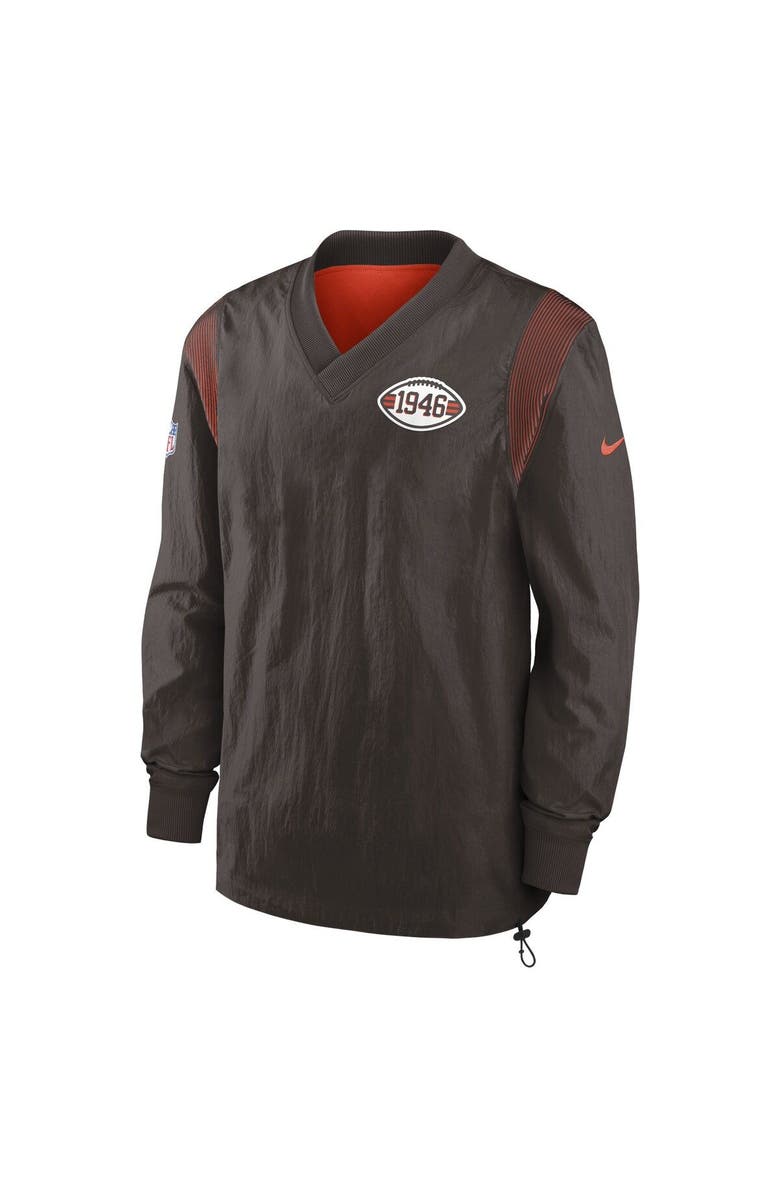Nike Men's Nike Brown Cleveland Browns Sideline Team ID Reversible Pullover Windshirt, Alternate, color, Brown