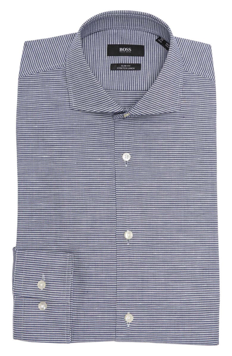 BOSS HUGO BOSS Jason Micro Print Long Sleeve Slim Fit Shirt, Main, color,