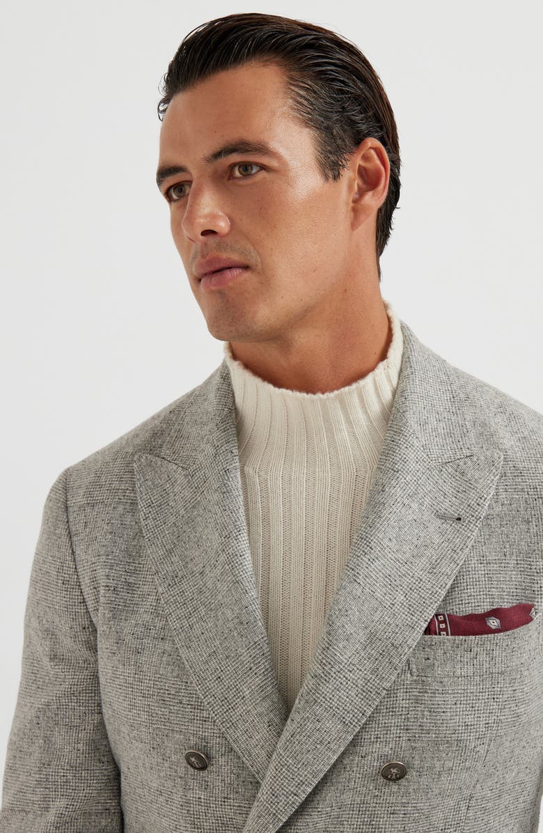 Brunello Cucinelli Prince of Wales deconstructed blazer, Alternate, color, Light Grey