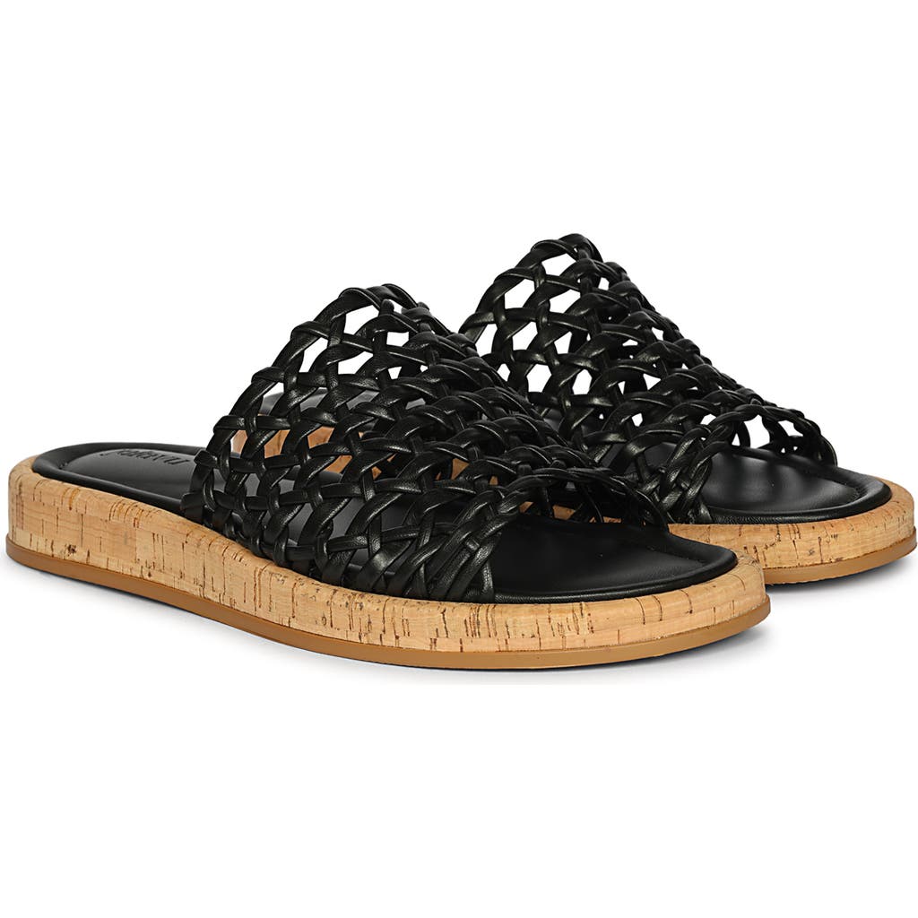 Jelavu Cloud Woven Leather Cork Slide Sandal in Black  product