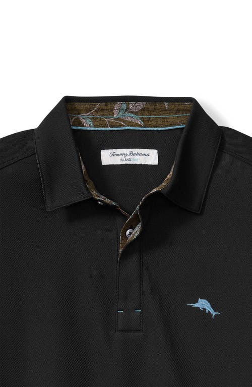 Tommy Bahama Vintage Vines Long Sleeve Five O'clock Islandzone® Piqué Polo In Black