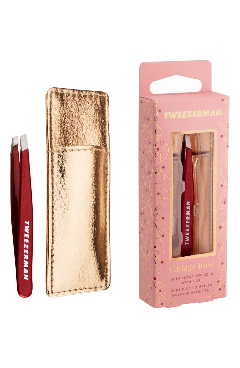 TWEEZERMAN Vintage Rose Mini Slant Tweezer with Case $16.50 Value, Main, color, Vintage Rose