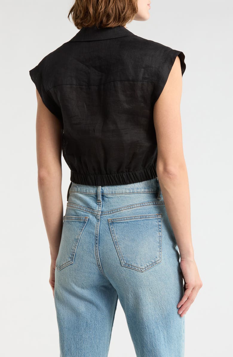 Alice + Olivia Mila Deep-V Twist Top, Alternate, color, Black