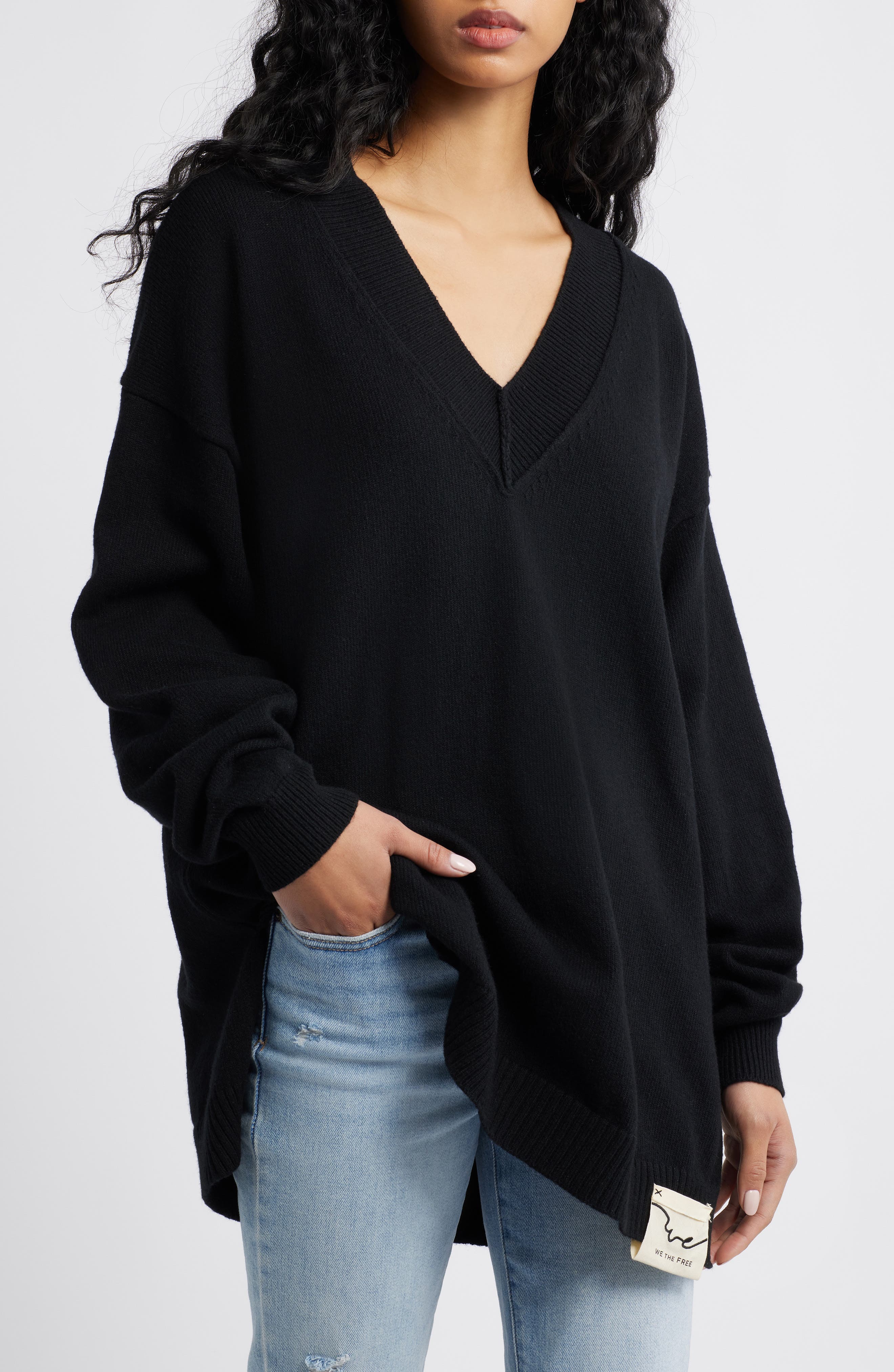 Free People Chelsea V-Neck Tunic Sweater