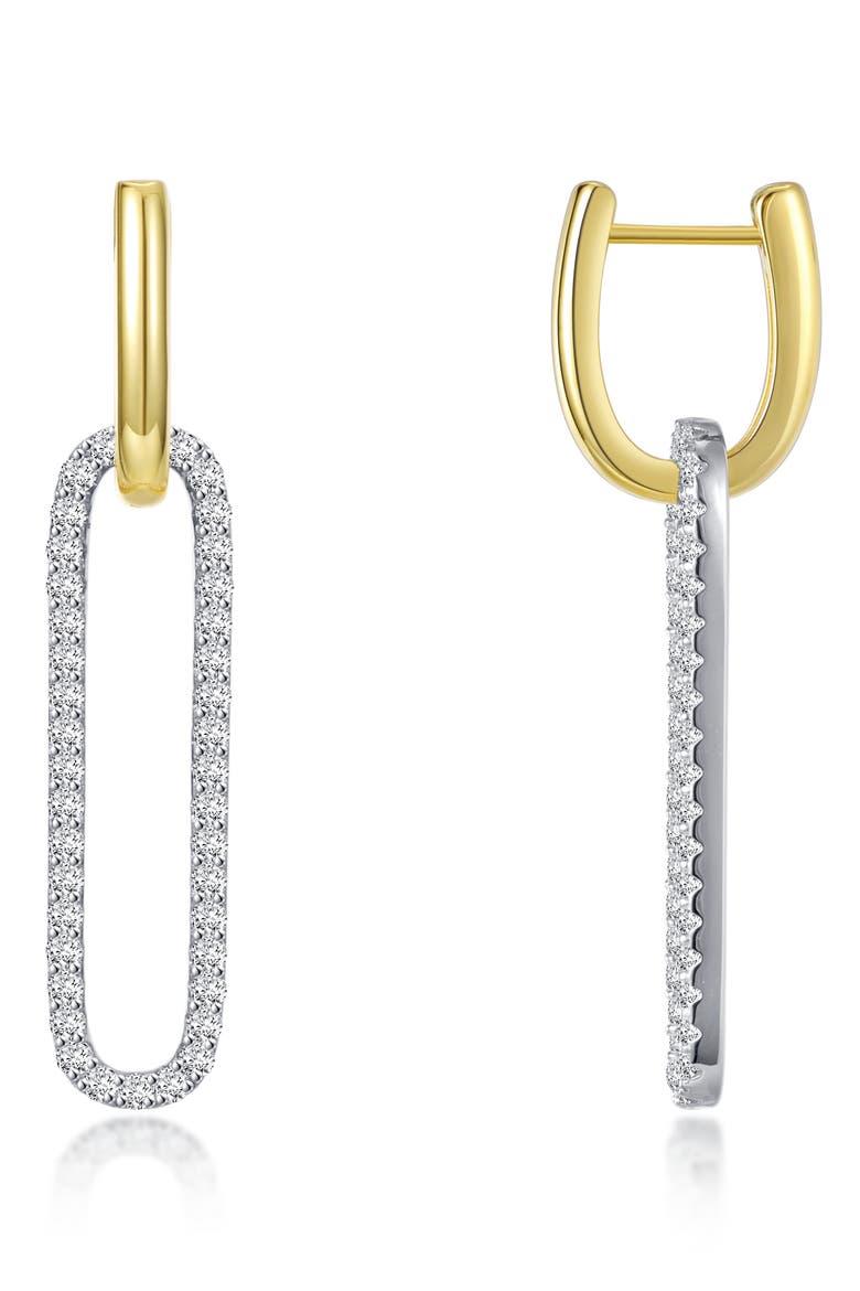Paperclip Huggie Hoop Earrings, Main, color, WHITE GOLD