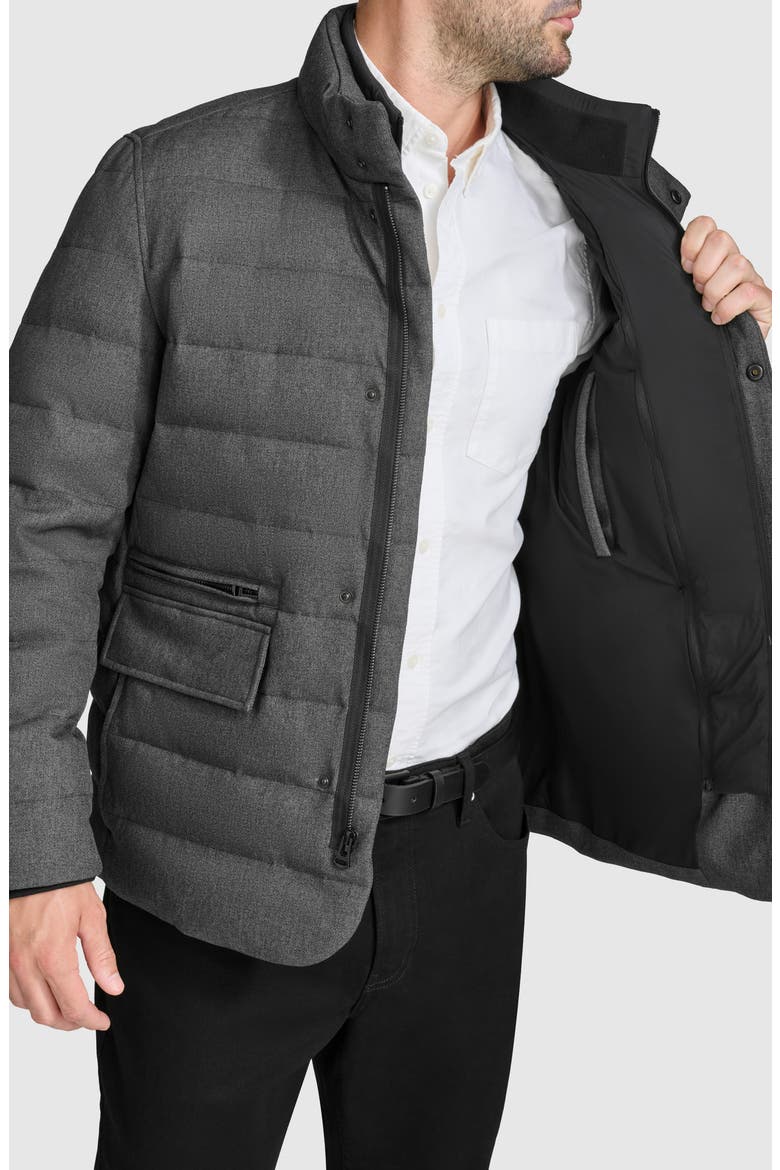 Quilted Down & Feather Fill Jacket with Removable Bib, Alternate, color, DARK GREY