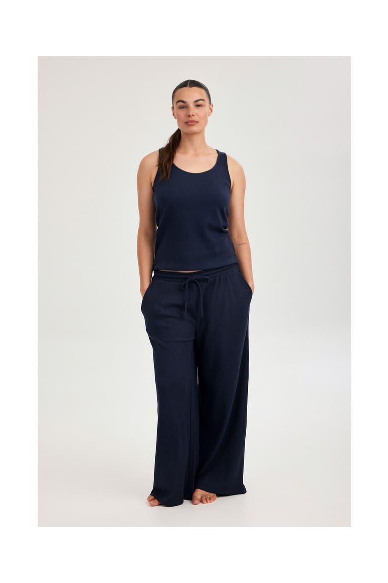 Summer Lounge Waffle Racerback Tank Top, Alternate, color, Navy