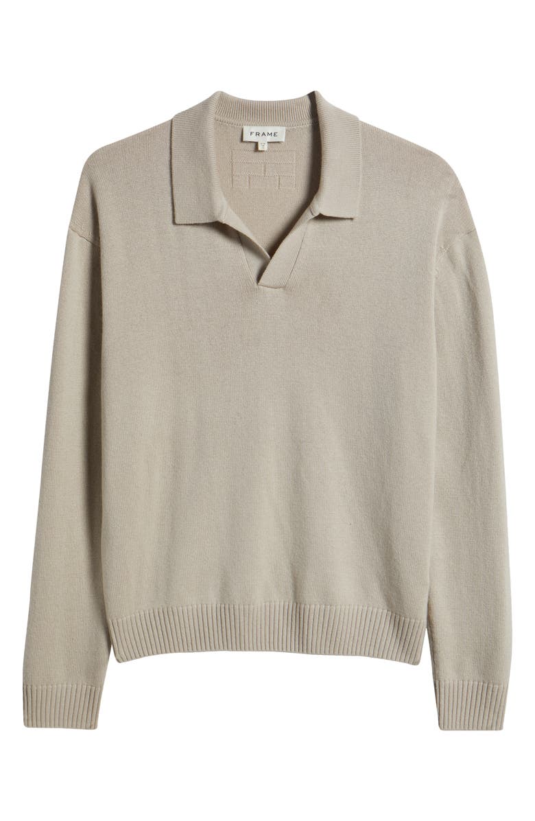 FRAME Wool & Silk Johnny Collar Sweater, Alternate, color, Grey Beige