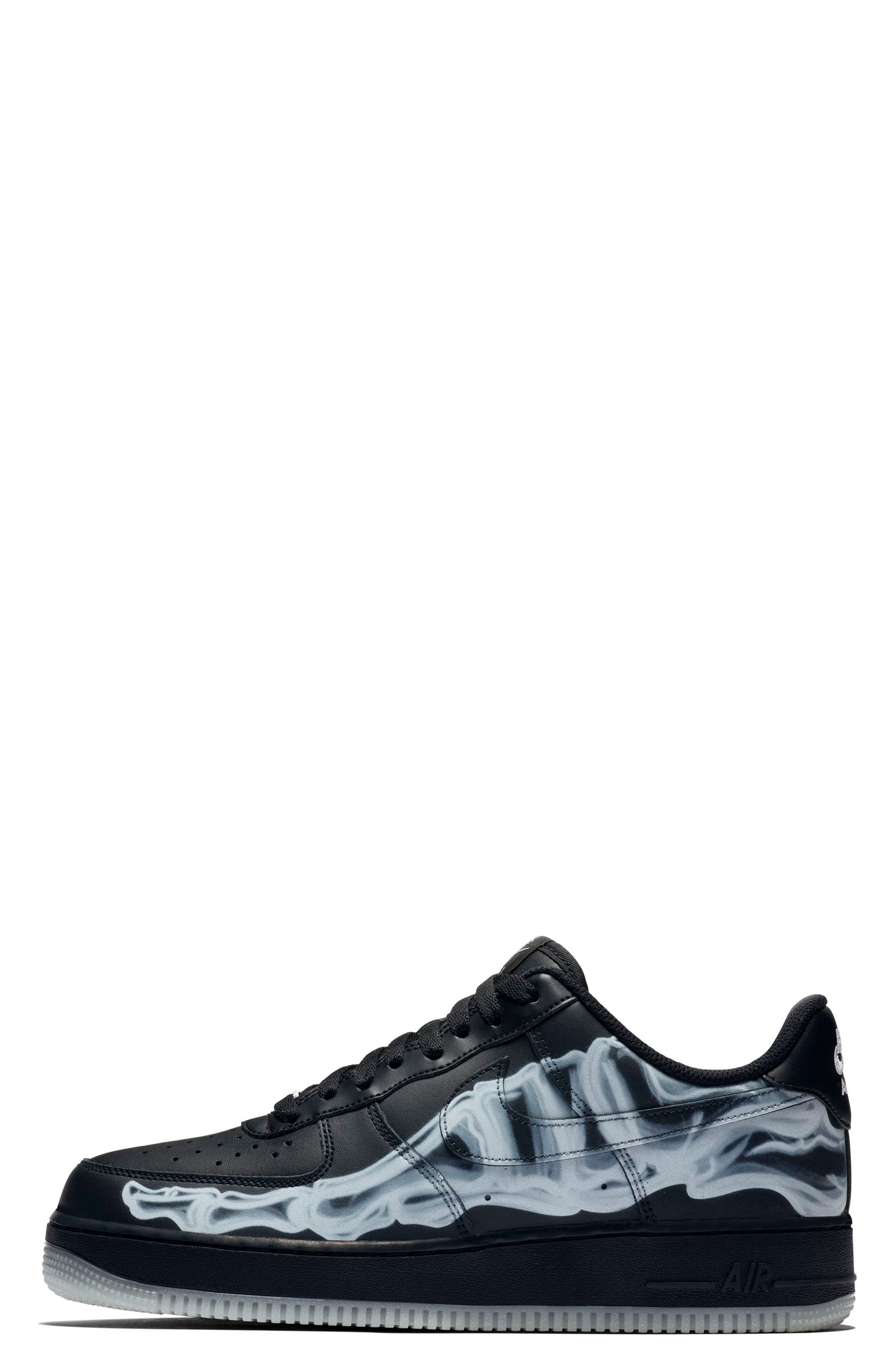 Air Force 1 '07 Skeleton QS Sneaker, Alternate, color, BLACK/ BLACK/ BLACK