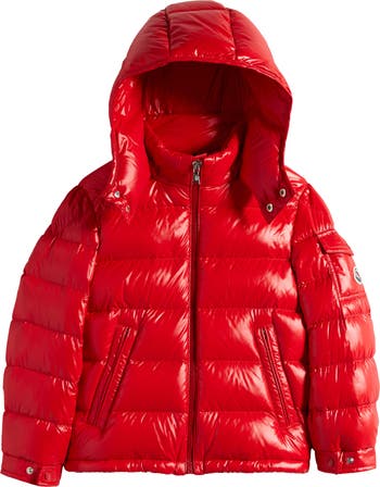 Red moncler bubble jacket on sale