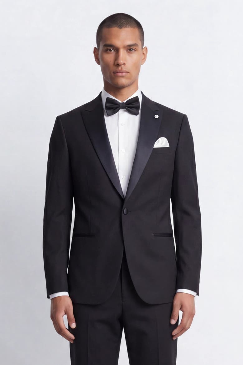 Kingdon Slim Fit Tuxedo Jacket, Alternate, color, Black