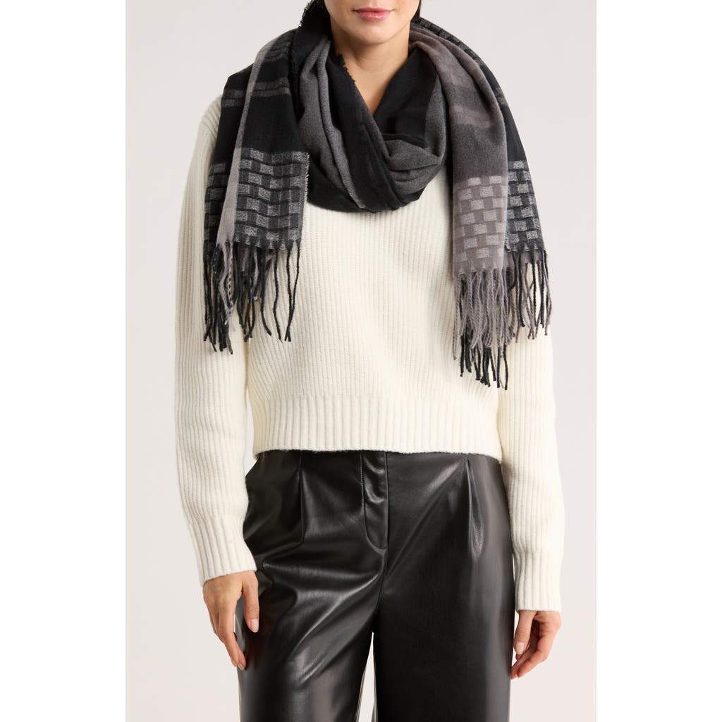 Vince Camuto Textured Colorblock Scarf In Gray