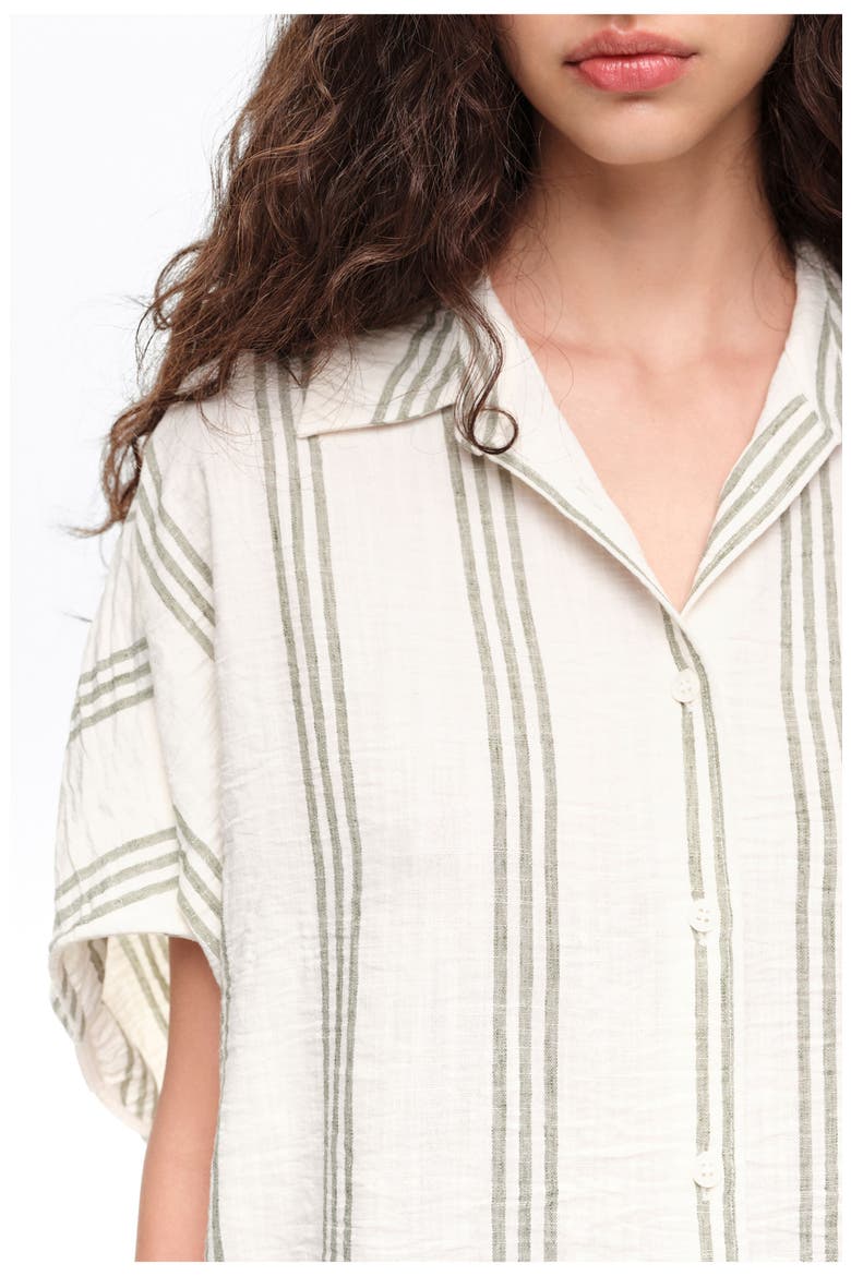 Striped Button-Up Shirt, Alternate, color, GREEN