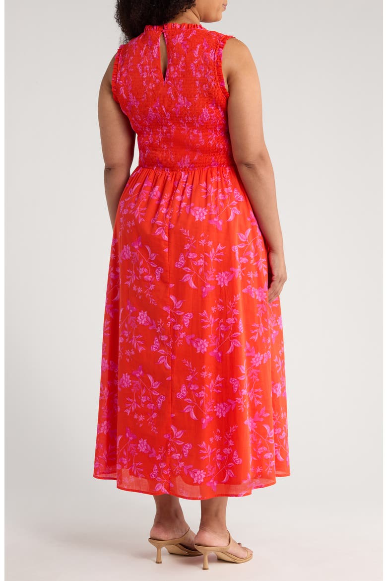 Fia Floral Smocked Sleeveless Maxi Dress, Alternate, color, RED/ PINKS