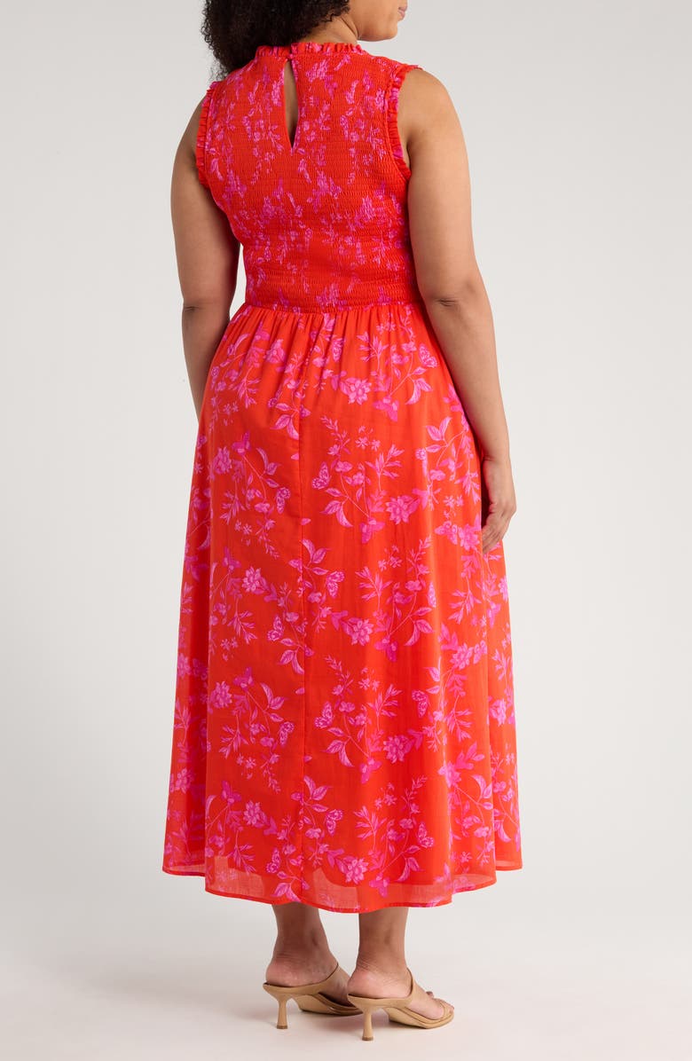 SUGARLIPS Fia Floral Smocked Sleeveless Maxi Dress, Alternate, color, Red/ Pinks